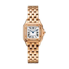 Damenuhr, Cartier Panthère de Rotgold SM mit Diamantlünette WJPN0008