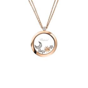 Roségold, Halsschmuck, Chopard Happy Diamonds Anhänger mit Kette 799450-5201