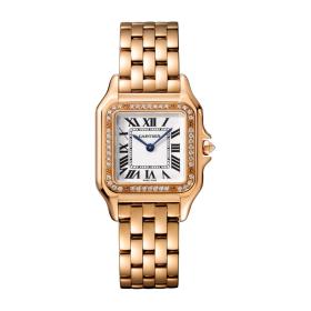 Damenuhr, Cartier Panthère de Rotgold MM mit Diamantlünette WJPN0009