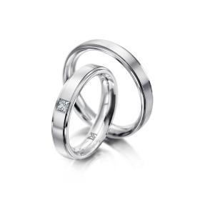 Weißgold, Ringe, Meister Trauringe Classics 112.8952.01/112.8952.00-W