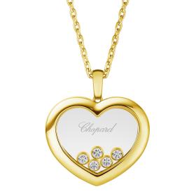Gelbgold, Halsschmuck, Chopard Happy Diamonds Anhänger mit Kette 79A039-0001