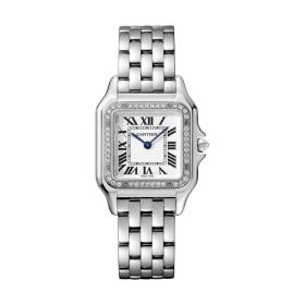 Damenuhr, Cartier Panthère de Weißgold MM mit Diamantlünette WJPN0007