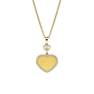 Gelbgold, Halsschmuck, Chopard Happy Hearts Golden Hearts Anhänger mit Halskette, Ref: 79A107-0921