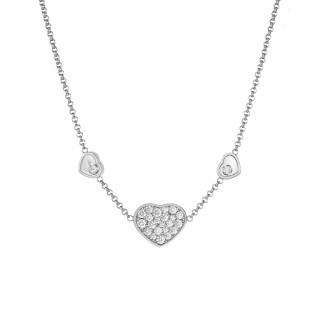 Weißgold, Halsschmuck, Chopard Happy Hearts Halskette, Ref: 81A082-1009