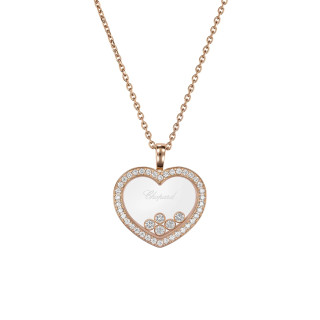 Roségold, Halsschmuck, Chopard Happy Diamonds Icons Anhänger mit Halskette, Ref: 79A039-5201