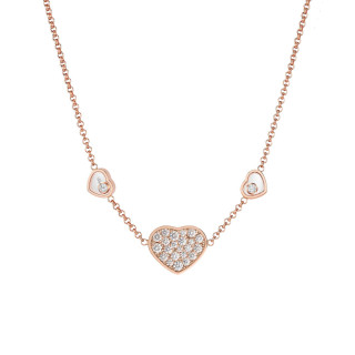 Roségold, Halsschmuck, Chopard Happy Hearts Halskette, Ref: 81A082-5009