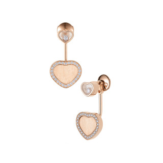 Roségold, Ohrringe, Chopard Happy Hearts Golden Hearts Ohrhänger, Ref: 83A007-5921