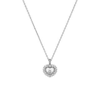 Weißgold, Halsschmuck, Chopard Happy Diamonds Icons Joaillerie Anhänger mit Halskette, Ref: 79A616-1001