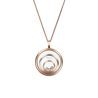 Weißgold, Halsschmuck, Chopard Happy Spirit Anhänger mit Halskette, Ref: 798232-9001