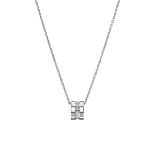 Weißgold, Halsschmuck, Chopard Ice Cube Anhänger mit Halskette, Ref: 797005-1003