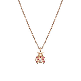 Roségold, Halsschmuck, Chopard Happy Diamonds Marienkäfer Anhänger mit Halskette, Ref: 79A186-5001