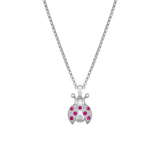 Weißgold, Halsschmuck, Chopard Happy Diamonds Marienkäfer Anhänger mit Halskette, Ref: 79A186-1201
