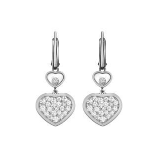 Weißgold, Ohrringe, Chopard Happy Hearts Ohrhänger, Ref: 837482-1009