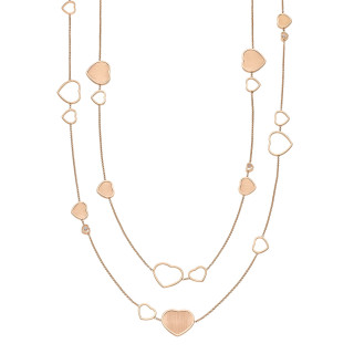 Roségold, Halsschmuck, Chopard Happy Hearts Golden Hearts Halskette, Ref: 81A007-5021