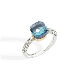 Weißgold, Ringe, Pomellato Nudo Deep Blue kleiner Ring, Ref: PAB7040O6WHRDB0OY