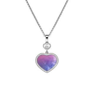 Weißgold, Halsschmuck, Chopard Happy Hearts Anhänger mit Halskette, Ref: 79A074-1310