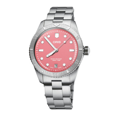         Damenuhr, Automatik, ORIS Divers Sixty‑Five 'Cotton Candy'