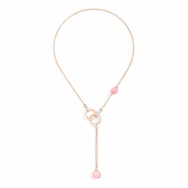 Halsschmuck, Weißgold, Pomellato Nudo Rosenquarz Lariat-Kette