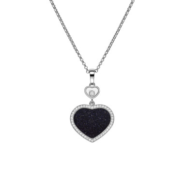 Halsschmuck, Weißgold, Chopard Happy Hearts Anhänger mit Halskette