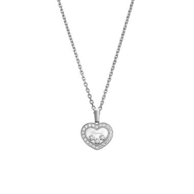Halsschmuck, Weißgold, Chopard Happy Diamonds Icons Halskette mit Anhänger