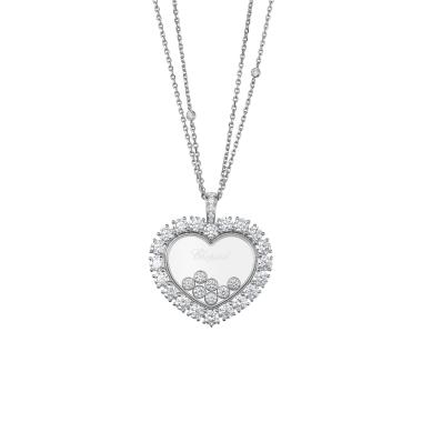 Halsschmuck, Weißgold, Chopard Happy Diamonds Icons Joaillerie Anhänger mit Halskette