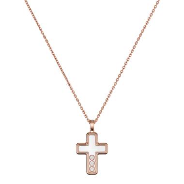 Halsschmuck, Roségold, Chopard Happy Diamonds Cross Anhänger