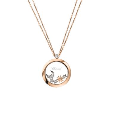 Halsschmuck, Roségold, Chopard Happy Diamonds Anhänger mit Kette