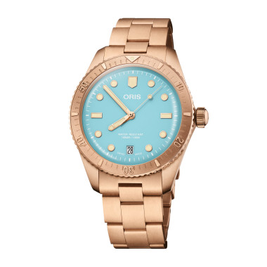 Damen- und Herrenuhr, Automatik, ORIS Divers Sixty‑Five 'Cotton Candy'