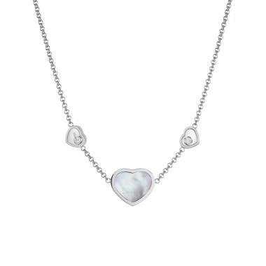 Halsschmuck, Weißgold, Chopard Happy Hearts Collier Halskette