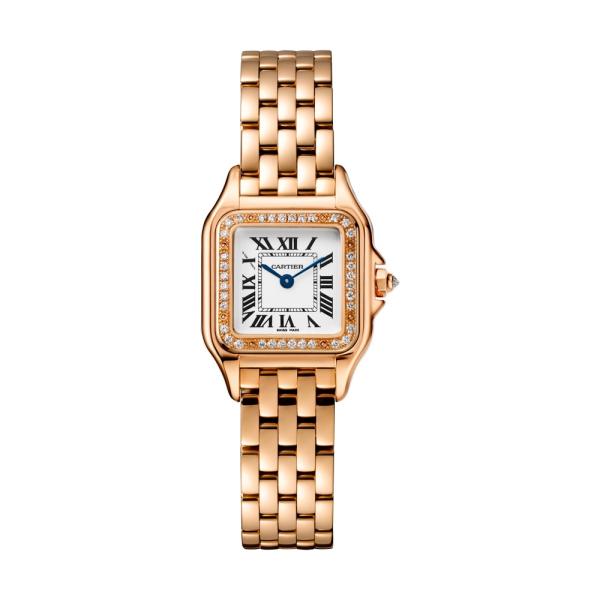 Damenuhr, Cartier Panthère de Rotgold SM mit Diamantlünette