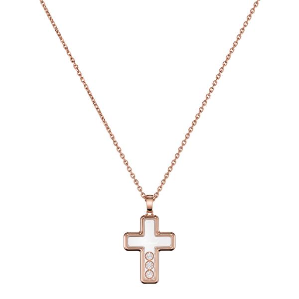 Halsschmuck, Roségold, Chopard Happy Diamonds Cross Anhänger