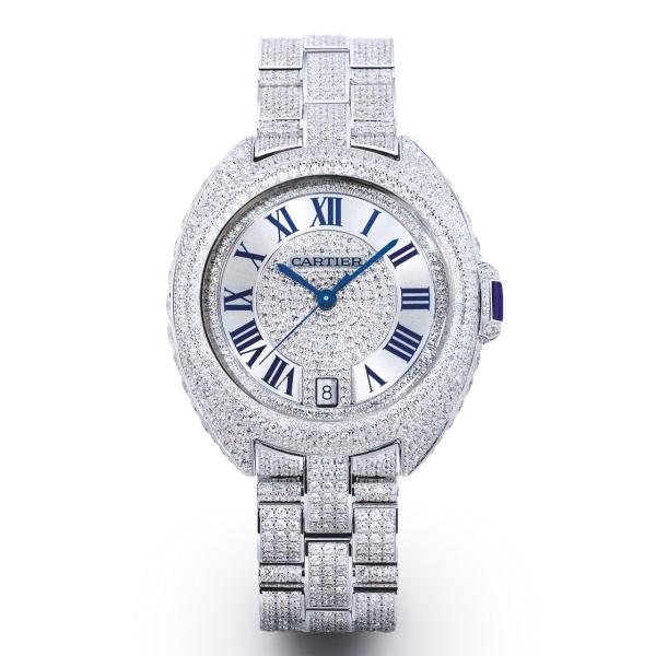 Cartier Clé de 31mm Automatik Weißgold mit Diamanten (Ref: HPI00980)