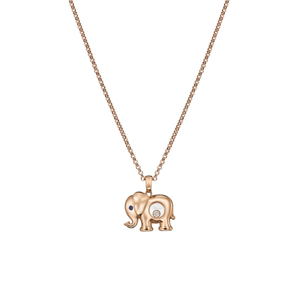         Roségold, Halsschmuck, Chopard Happy Diamonds Elefant Anhänger mit Halskette