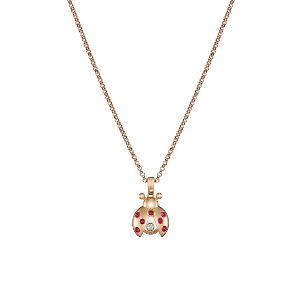         Roségold, Halsschmuck, Chopard Happy Diamonds Marienkäfer Anhänger mit Halskette