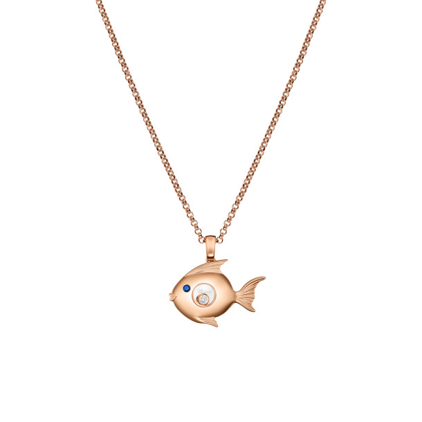        Roségold, Halsschmuck, Chopard Happy Diamonds Fish Anhänger mit Halskette
