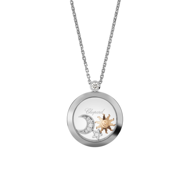         Weißgold, Halsschmuck, Chopard Happy Sun, Moon and Stars Anhänger mit Halskette